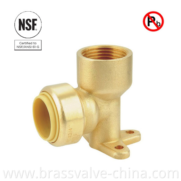 Nsf Lead Free Brass Push Fit Fnpt Wallplate Elbow Coupling H806 Jpg